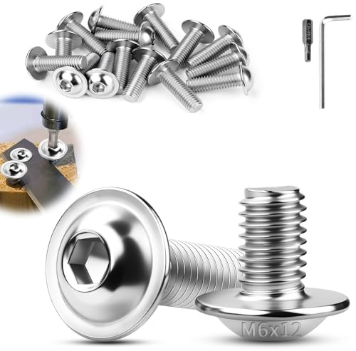 TXXATX M6x12mm Linsenkopfschrauben mit Flansch 30 Stück Edelstahl A2 V2A | Flachkopfschrauben M6, Innensechskant, ISO 7380-2, Schrauben Metrisch für Möbelherstellung, Fahrzeugstrukturen