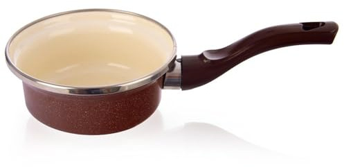orion group Emaille-Stieltopf Kasserolle Kochtopf Schmortopf 12 cm 350 ml | emailliert Brown