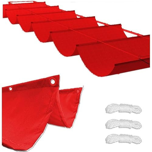 Auvent rétractable personnalisable - 2 x 6 m - Motif vague enroulable - Pour extérieur - Imperméable - Protection UV - Toile 95 % - Tissu Pergola Rouge