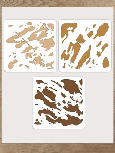 INTERWARM 3 Stück Camo Malschablone 30x30cm Große Block Camouflage Schablonen Zum Malen Basteln Zeichenvorlagen Zum Malen Auf Holz Wänden Türen Leinwand Stoff Felsschildern Heimdekoration