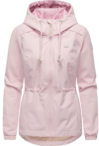 Ragwear Damen leichte Übergangsjacke kurze wasserdichte und atmungsaktive Funktionsjacke mit verstellbarer Kapuze und Taillenzugband Dankka Marshmallow Gr. XL