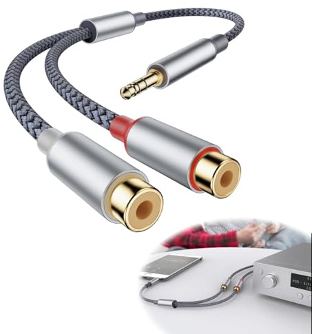 Jetstream Fiche Jack 3,5 mm Vers 2 Ports RCA, Câble audio RCA Vers Prise Jack Stéréo 3,5 mm, Convient aux Smartphones, Lecteurs, Tablettes, Systèmes Home Cinéma, Appareils, 25 CM