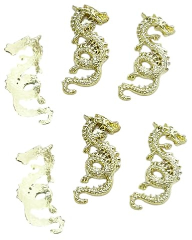 6pcs Shaped Metal Dragon Nail Charms Art Decorations with Diamonds for Manicure for Women Girls Nail Decorations