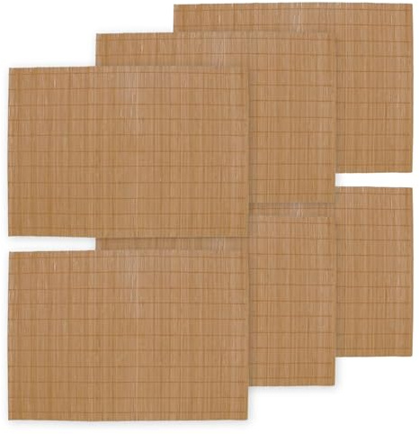 BambooMN Bamboo Placemat/Sushi Rolling Mat - 18 x 13 - Brown, 6 pcs