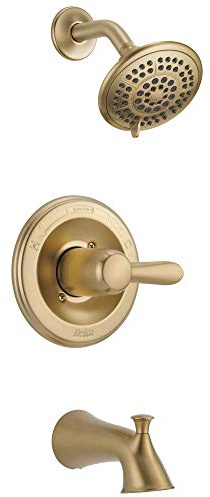 Delta Faucet Lahara 14 Series Single-Handle Tub and Shower Trim Kit, Shower Faucet with 5-Spray Touch-Clean Shower Head, Champagne Bronze T14438-CZ (Valve Not Included)