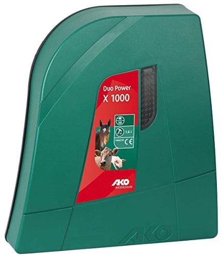 AKO Duo Power X 1000 - Weidezaungerät 12 / 230 V - für Zäune bis 10 km ohne Bewuchs, geringer Energieverbrauch & Akkuwarnanzeige, ideal für Pferdekoppeln zur Weidesaison