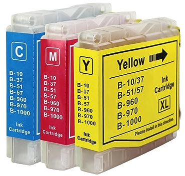 Go Inks 1 Set of 3 C/M/Y Ink Cartridges to Replace Brother LC970 & LC1000 Compatible/Non-OEM for Brother DCP, MFC and FAX Printers (3 Inks)