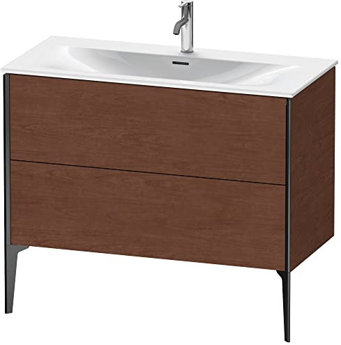 Duravit XViu 4303 Waschtischunterbau stehend, 2 Auszüge, für Waschtisch Viu 234410, 1010x480 mm, Farbe (Front/Korpus): schwarz matt/amerik.nussbaum - XV43030B213