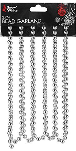 Christmas Tree Decoration 2.7 Metre Bead Garland - Silver 5295