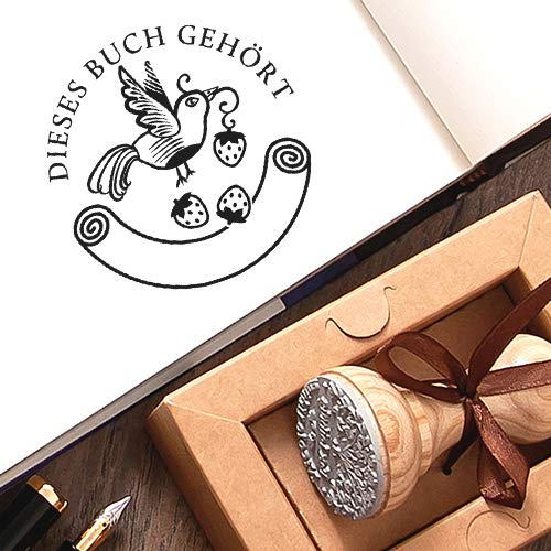 Vogel Erdbeeren Ex libris Stempel Dieses Buch gehört Einzigartige Geschenkbox