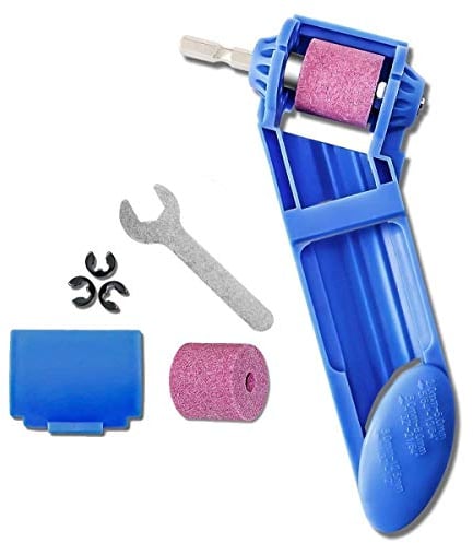 Techson Drill Bit Sharpener, Portable Hand Powered Tool Fit Width Range 2-12.5mm Iron-Based Bits (Included 1 Extra Corundum Grinding Wheel and 1 Wrench)