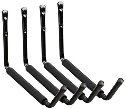 Heavy Duty Garage Storage Hooks, Wall Mounted Utility Hanger Indoor Hanging Rack for Kayak Canoe, Surfboard,Snow Board,Ski Board, Ladder, Folding Chairs, Bicycle and Tools (4 Pack)