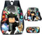 Boys Roblox Backpack with Lunch Box & Pencil Case, Girls Student Book Bag Kids School Backpack Laptop Backpack Teens Game Travel Bag (Style 3)