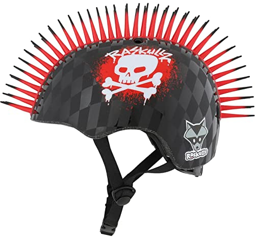 RASKULLZ Casque Enfant (5 Ans et Plus) – Skull Hawk Red – Taille Unique 50–54 cm
