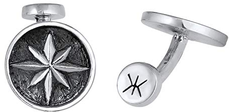 Kuzzoi Manschettenknöpfe für Herren mit Kompass Symbol im Vintage Design, 925 Sterling Silber oxidiert, Maritime Cufflinks für das Hemd, Stilvolles Männer Geschenk für Hochzeit und Geburtstag