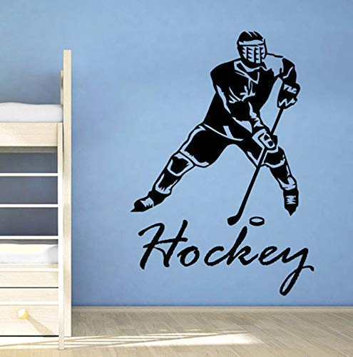 Eishockey Wandtattoo Spieler Sport Fitnessstudio Wanddekoration Junge Zimmer Aufkleber Wandkunst Poster Aufkleber Wandbild Größe 42 * 60Cm