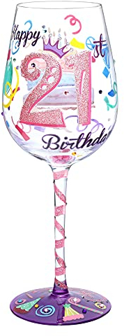 NymphFable Hand-Painted Wine Glass 21st Birthday Artisan Painted Glass 15oz Personalised Gift for Best Friend