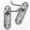 Jones & Grey Pair of Antique Pewter Effect Hammered Victorian Scroll Lever Lock Door Handles on Back Plate