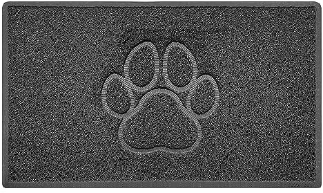 Paw Embossed Shape Door Mat Dirt-Trapper Washable Barrier Doormat-Dark Grey (Watertight Rubber-Back)-Medium (75x44cm)