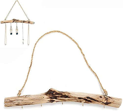 CLQ Einzigartiger Schmuckhalter Aus Treibholz Mit 5 Haken Für Halsketten Und Ohrringe