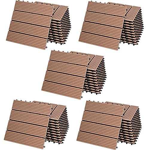 CASARIA® 55x Baldosas Madera Suelo WPC Losetas Antideslizante Interior Exterior Terraza Balcón Jardín Terracota Clásica 30x30cm 5m²