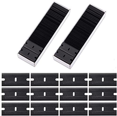 FOSHIO 100 Stück Schaber klingen Kunststoff Ersatzklingen, Rasierklingen, Klingen für Ceranfeldschaber, Glasschaber Klingen, Schaber Ceranfeld, Schwarz