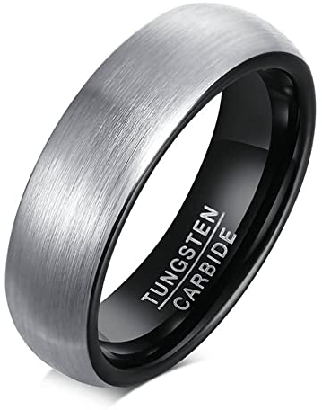 Gualiy Ring Herren Wolframcarbid, Wolfram Schwarz Matt Eheringe für Herren, Schwarz, Größe 60 (19.1)