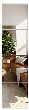 TRAHOME Home Gym Mirror Tiles for Wall, 12x12x4PCS Full Length Home Gym Workout Mirror for Garage, Bedroom, Living Room, Over The Door