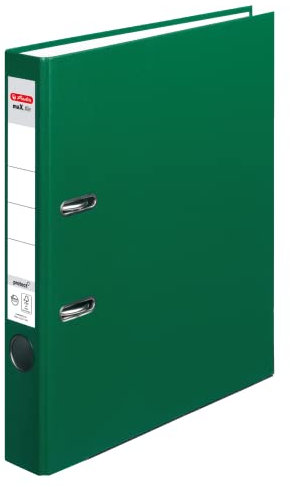 Herlitz Ordner maX.file protect A4 8cm PP-Kunststoffbezug/Papier hellgr.besch. (grün, 5cm | 5er Pack)