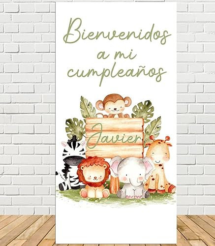 Safari Panneau de bienvenue 70 x 140 cm | Décoration de fête | Anniversaire | Personnalisé