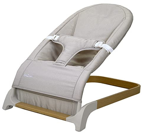 bebe2luxe : Ergonomische Babywippe für Neugeborene ab Geburt bis zum Kleinkind, Babyschaukel Mila Farbe Grau und Holz