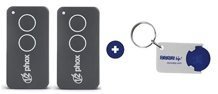 V2 PHOX2 Contratto 47 - Set di 2 telecomandi - 433,92 MHz | 2 canali | Rolling Code Sicuro, compatibile con cancello e garage | Controlla il tuo contratto prima dell'acquisto + 1 portachiavi Domobip