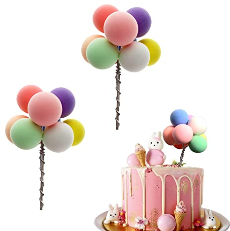 Silars Happy Birthday Tortendeko Luftballons, 2 Stücke Cake Topper Luftballons Kuchenstecker Geburtstag, Tortenaufleger Luftballons für Kuchen DIY Deko für Geburtstag, Valentinstag, Hochzeitstag (B)