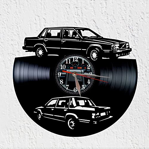 Schallplattenuhr aus Vinyl Viny Woody Fahrzeug für 80er Jahre, Vinyl-Disco-Uhr, High-End-Wanddekoration, große Uhr