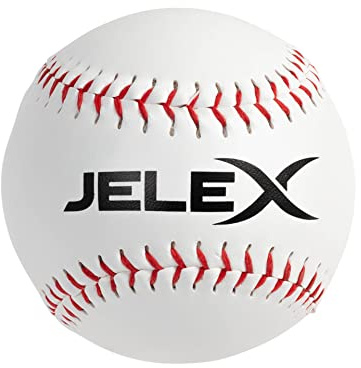 JELEX Homerun Equipment Baseball 9 und 12 Weiß Neon Kunstleder, 200g / 140g, schlagfester Kork-Kern wetterfeste Oberfläche, hochwertige robuste Doppelnaht, fürs Training und Spielen