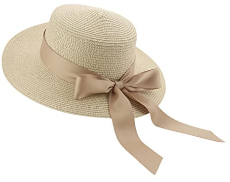 Chapeau bob de paille d'été pour femme - Chapeau de paille de luxe pour femme - Chapeau d'été, Beige doré., 56-58