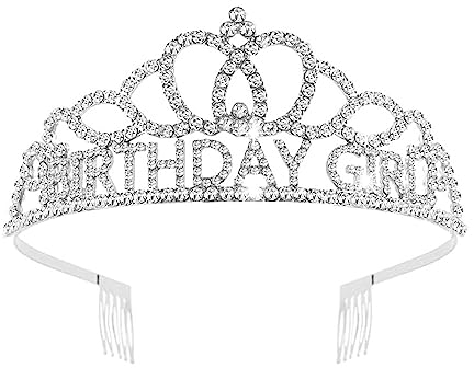 BIRTHDAY GIRL Tiara mit Kristall-Strasssteinen für Prinzessin, Königin, alles Gute zum Geburtstag, Partydekorationen, Kamm, Stirnband, Krone, Mädchen und Frauen,Karneval, Party