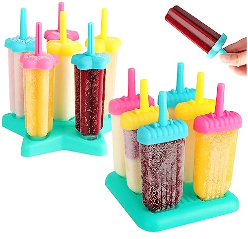 COM-FOUR® 2x molde de helado para 12 porciones de helado en un palito | moldes de hielo de agua en colores brillantes - moldes de helado para helado [la selección varía]