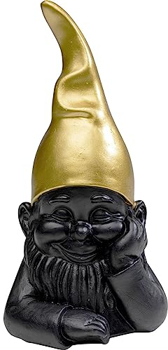 Kare Design Deko Figur Zwerg Schwarz/Gold, Deko Objekt, Dekoration für Wohnzimmer, Schlafzimmer, Büro, Regale, Gartenzwerg, Accessoire, 21x10x9cm (H/B/T)