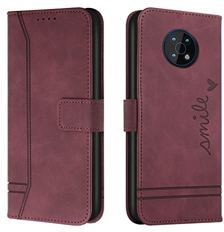 Lihondar Kompatibel mit Nokia G50 Hülle, Handyhülle Nokia G50, Premium Leder Klappbar Schutzhülle Tasche Wallet mit Brieftasche [Standfunktion] Cover Flip Case Klapphülle für Nokia G50 (Rot)