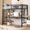 Moimhear Bettgestell Metallbett, Eisenbett, Hochbett mit Schreibtisch und Zwei Bücherregalen für Kinder, Jugendliche und Erwachsene (Schwarz, 90x200cm)