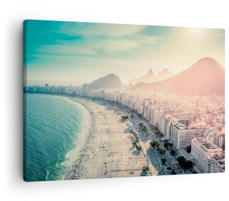 Bilder auf Leinwand Küste Rio De Janeiro Strand Leinwandbild 70x50cm Wandbilder Dekoration Wohnzimmer Schlafzimmer Küche Deko Klein Wanddeko Bild Wand Kunstdruck Art Wall Decor Canvas AA70x50-5531