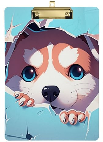 Niedlicher Hund hinter der Wand Papier Klemmbrett Standard Loch Klemmbrett mit Ordner Polizei