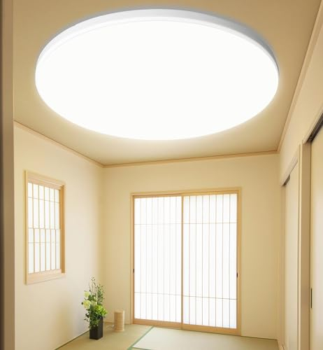 buvyuotu Deckenlampe LED Deckenleuchte Flach Rund, Natürliches Weiß 24W 6000K 2400LM IP44 Modern Panel, Dreifacher Schutz für Wohnzimmer Badezimmer Lampe Küche Schlafzimmer Flur Balkon Treppe Ø26CM