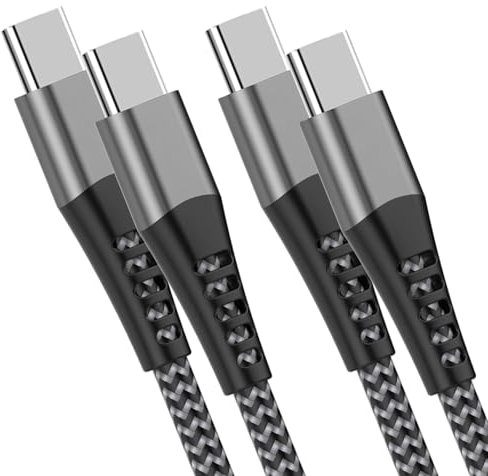 Cavo USB C USB C 2 Metri 2Pezzi, 100W PD 5A Cavo USB Type C Ricarica Rapida per iPhone 15 Pro Max/15 Pro/15 Plus, Nylon Cavetto USB C Cavo Type C Cavo Caricatore per Samsung S23 S22 S21,iPad Pro/Air