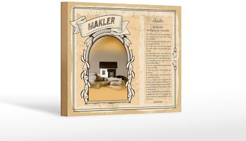 Holzschild Berufe 18x12 cm Makler Experte für Immobilie Deko Schild