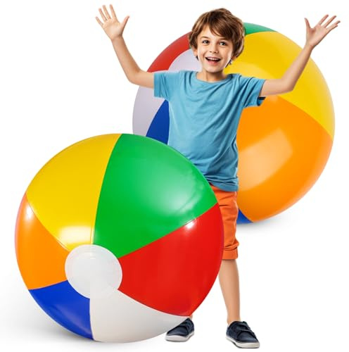 FUTUREPLUSX 2PCS Large Beach Balls, 33Inch Inflatable Pool Balls Toys for Summer Pool Beach Party