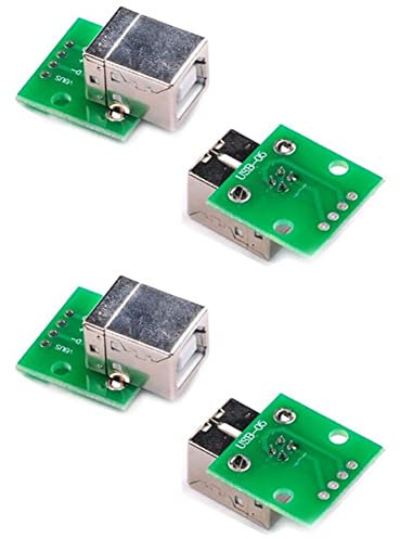 Lckiioy 4 x USB Typ B Buchse Breakout Board 2,54 mm Pitch Adapter Anschluss, 750047046