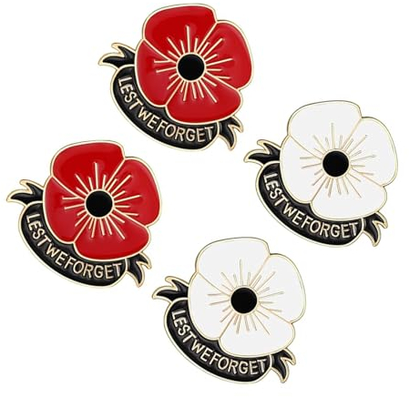 4 Stück Brosche Emaille Mohnblume Anstecker,Verstellbares Mantel Pin Abnehmbarer Sicherheitsnadeln Brosche Damen Herren