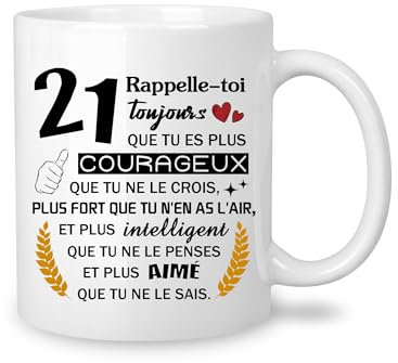 Yufansd Mug Anniversaire 21 Ans Humour Tasse pour Homme/Femme Cadeaux d'anniversaire Souvenir/Cadeau pour 21ème Fille Fils Maman Papa Tante Oncle Nounou Marraine Parrain Anniversaire (21)